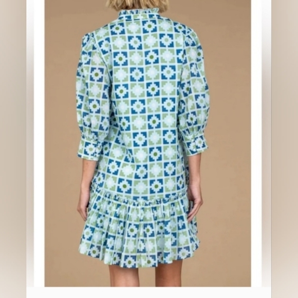 OLIVIA JAMES THE LABEL Chloe Cotton Puff Sleeve Ruffle Dress |S - Picture 2 of 9